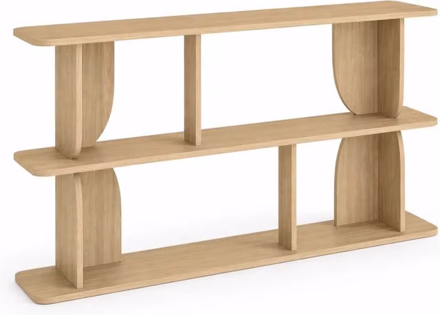 Libreria Moderna Arreditaly in Melaminico Rovere Naturale con 4 Vani A Giorno e 3 Ripiani, L: 160 cm, H: 74 cm, P: 34 cm – 1