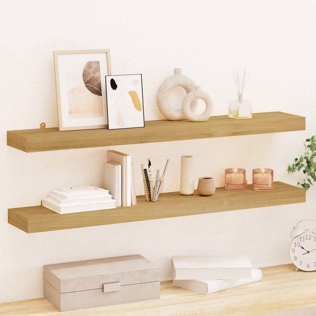 Set di 2 mensole da parete vidaXL in legno massello di teak marrone L 90 cm x P 15 cm x H 4 cm