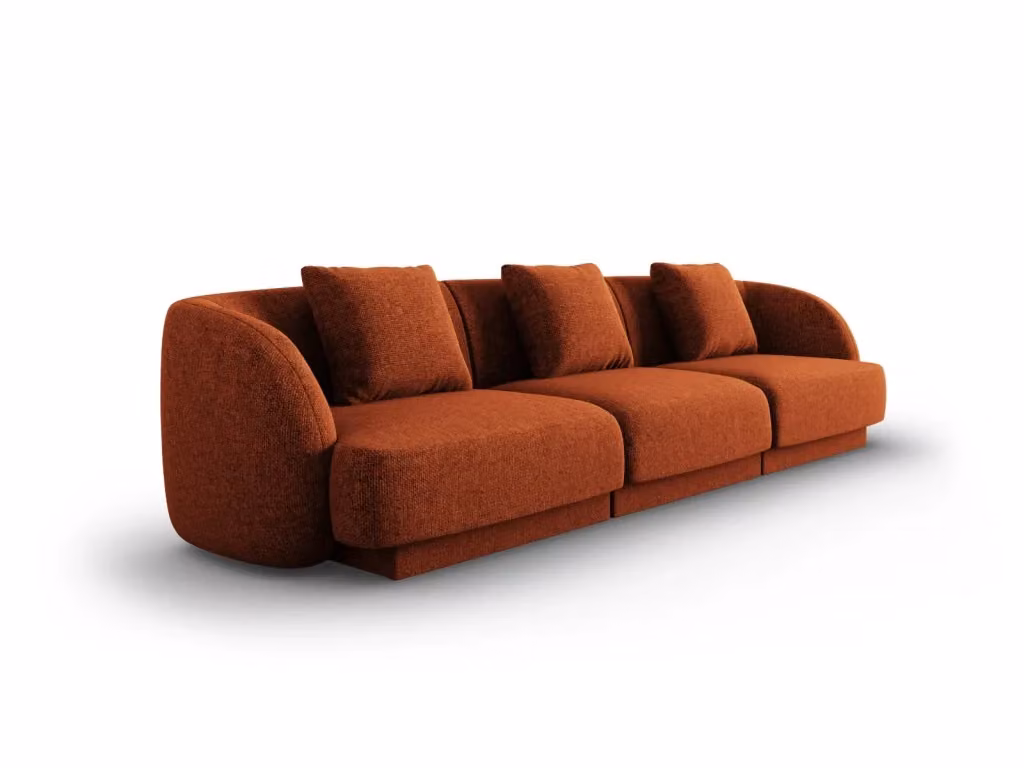 Divano 3 posti Tulum di Cosmopolitan Design in ciniglia color arancione terracotta con cuscini inclusi L: 255 cm, P: 70 cm, H: 85 cm – 2