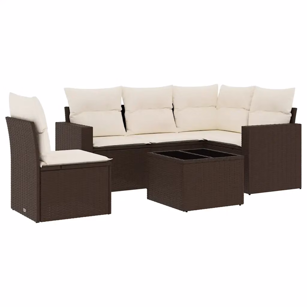 Set di Divani da Giardino VIDAXL in Polyrattan Marrone con Cuscini, Design Moderno a L per 6 Persone – 2