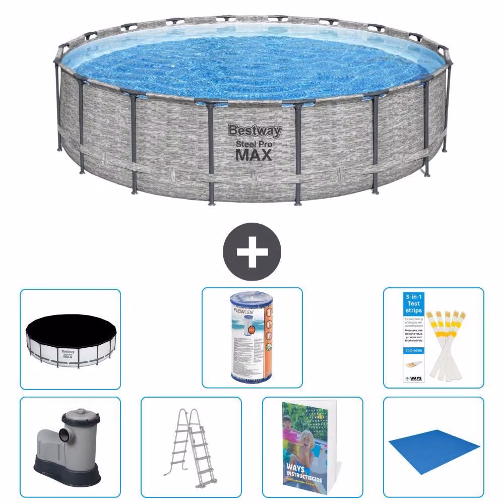 Bestway Steel Pro MAX, piscina in acciaio, forma rotonda - 549x122 cm - 6 pezzi, modello S594