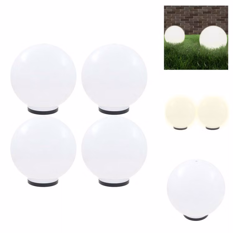vidaXL Luci da giardino a LED 4 pz. Sferica 40 cm PMMA - Illuminazione esterna