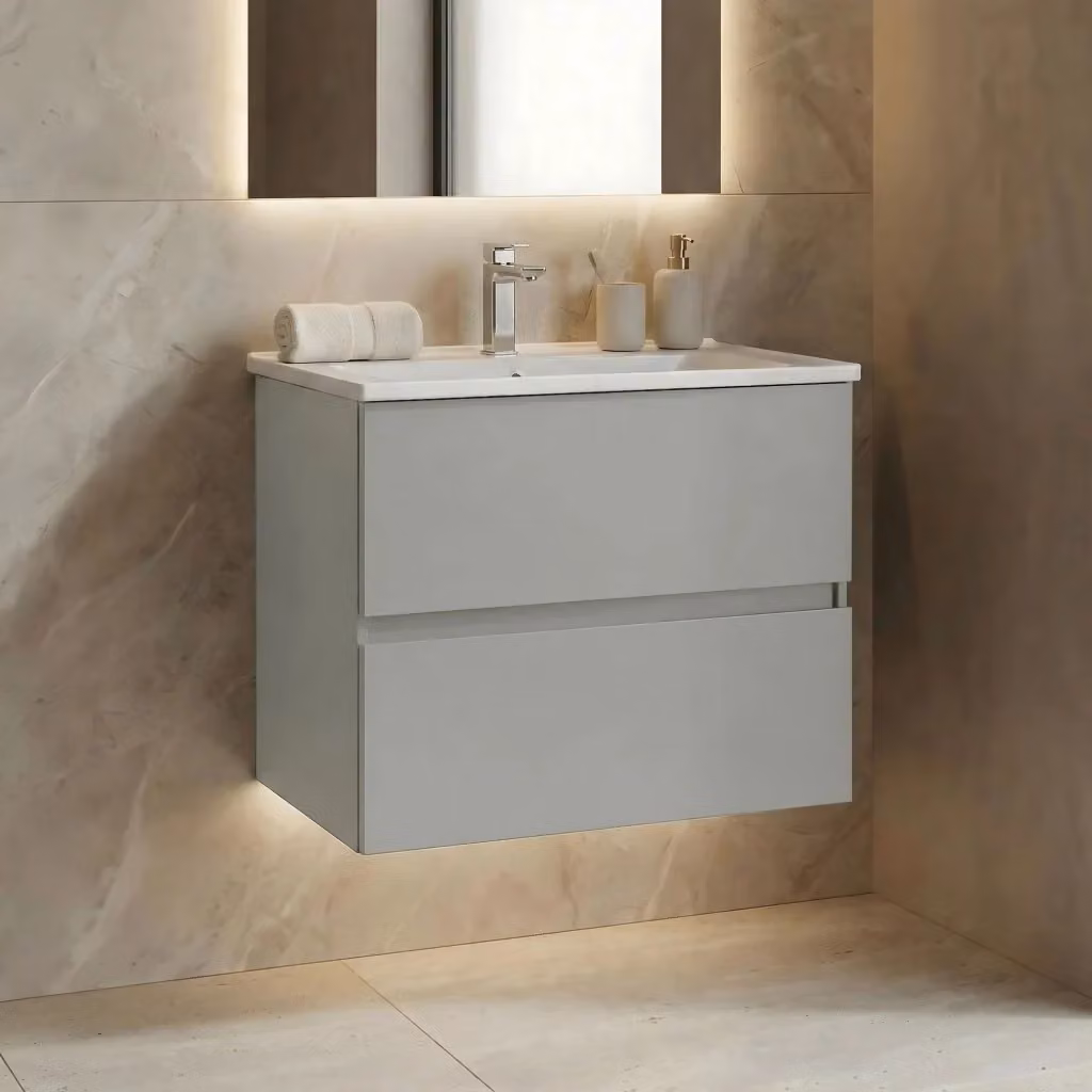 Mobile lavabo sospeso Hanah Home Nest 71 v2 in finitura opaca beige/grigio L: 71 cm, P: 51 cm, H: 55 cm – 2