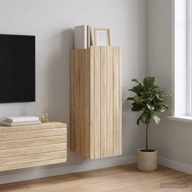 Mobiletto a muro vidaXL moderno in legno marrone con ante a battente e ripiani interni, L/P/H: 33 x 34,5 x 94 cm