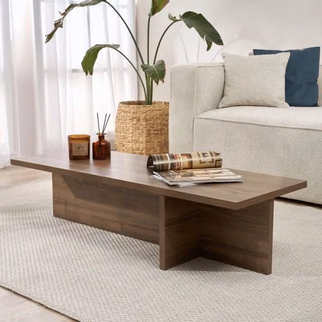 DMORA Tavolino da Salotto Rettangolare Moderno Marrone L: 126 cm, P: 45 cm, H: 30 cm