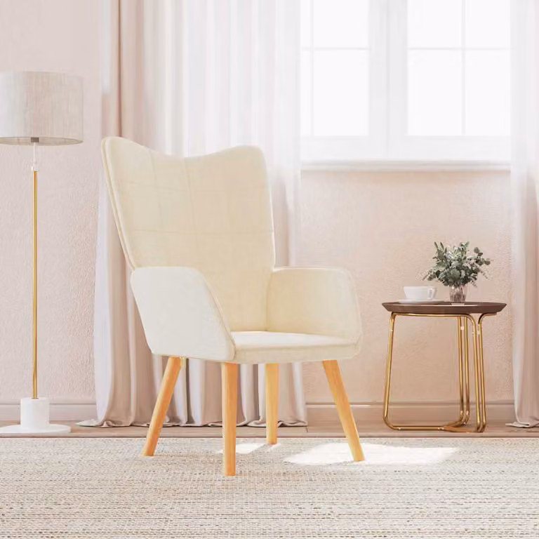 Sedia Relax vidaXL in tessuto beige con braccioli per il tuo relax in soggiorno o sala da pranzo