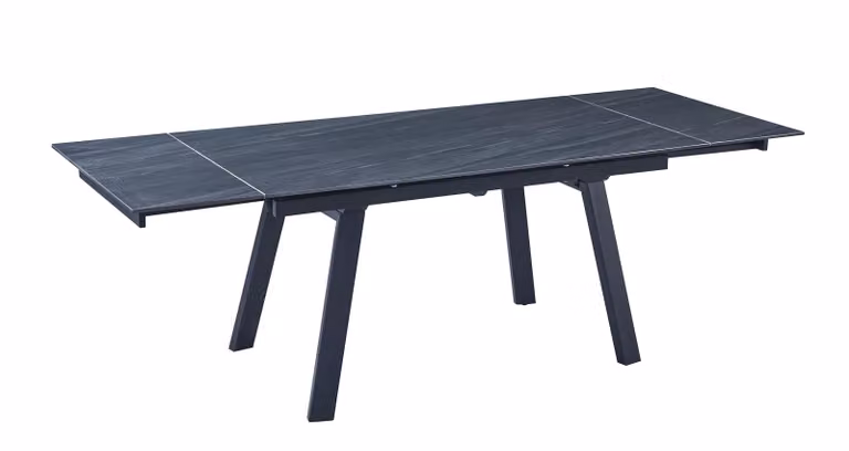 Tavolo moderno allungabile Mobili 2G con piano in pietra e struttura in metallo, colore grigio antracite, L: 160 cm, P: 90 cm, H: 78 cm