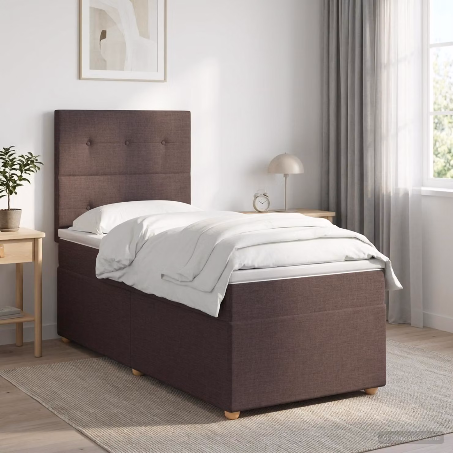 Letto box spring vidaXL con materasso a molle insacchettate e base contenitore, con illuminazione sottostante e porta USB, Marrone, L: 80 cm, P: 200 cm, H: 140 cm