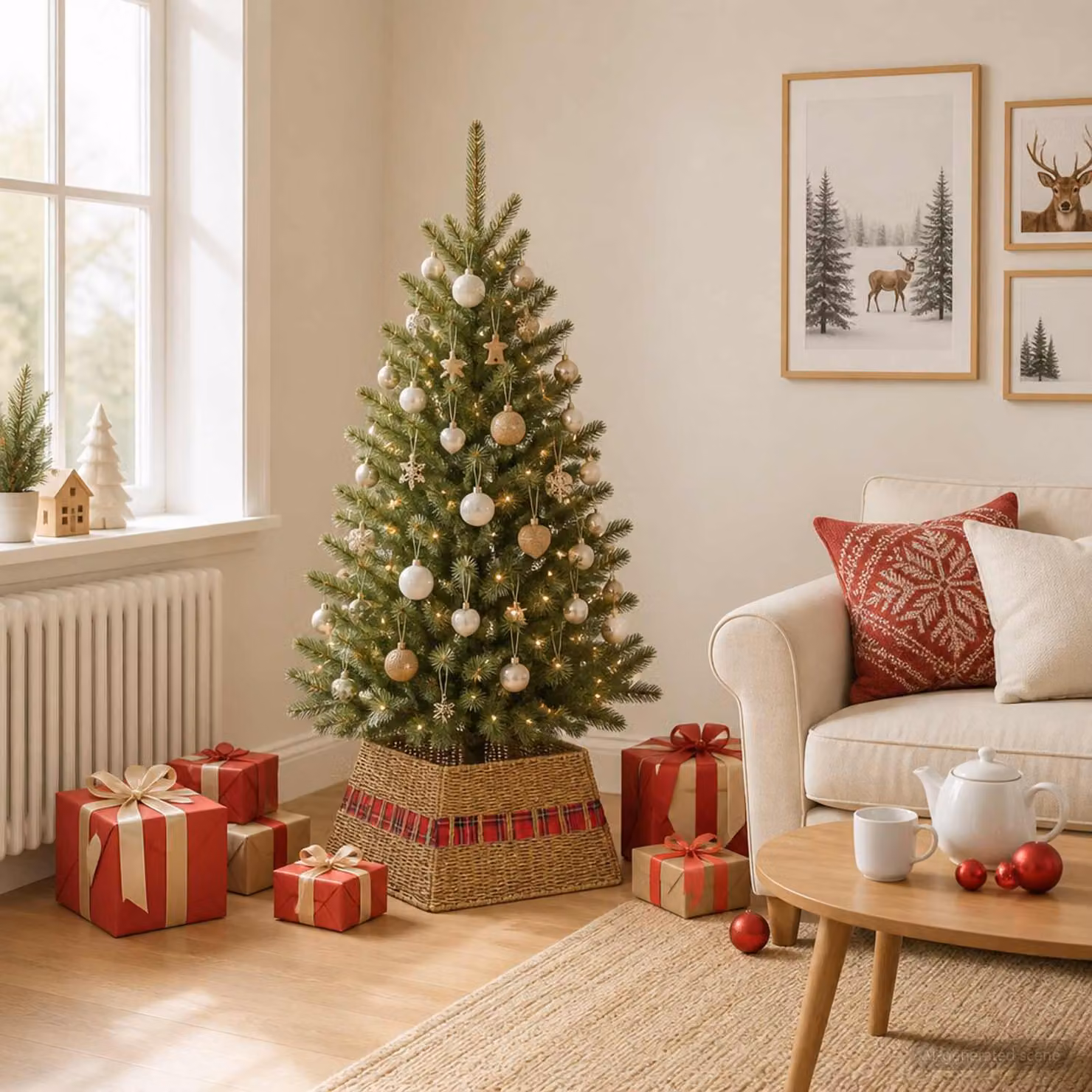 vidaXL Collare per Albero di Natale Quadrato Naturale 50 x 50 x 25 cm