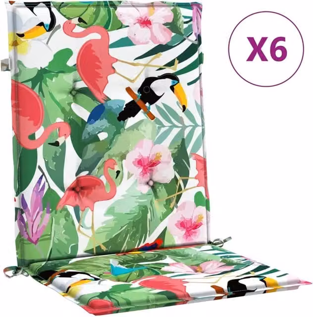 Set di 6 cuscini per sedia rettangolari DESIGN IN multicolore in poliestere con imbottitura in schiuma, antiscivolo, idrorepellenti e resistenti ai raggi UV