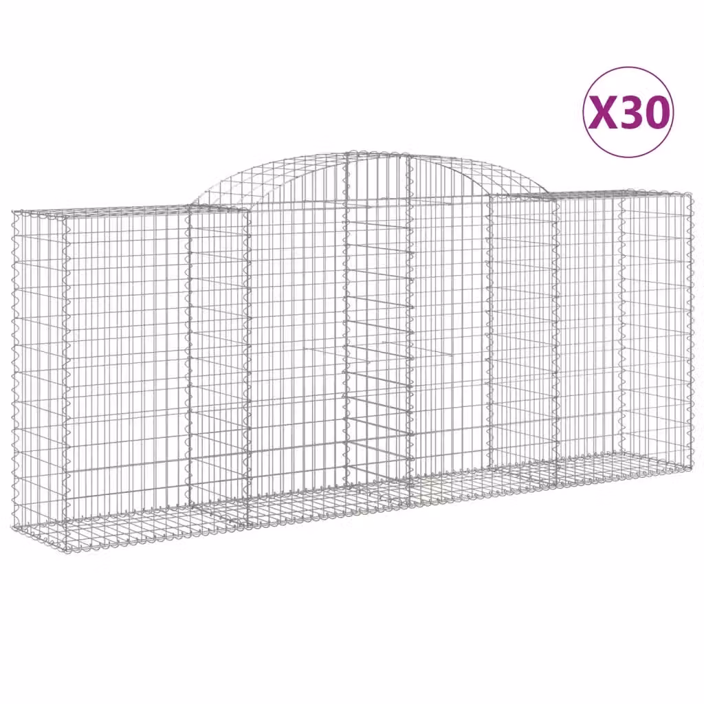 Set di 30 Cesti Gabbioni ad Arco Videx in Acciaio Zincato Colore Argento L: 300 cm, P: 50 cm, H: 120/140 cm – 2