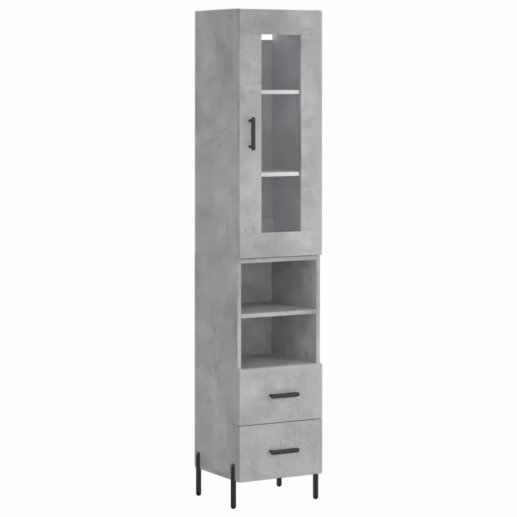 Credenza Buffet Armadio Design Mania Grigio Cemento in Legno Multistrato L/P/H: 34,5 x 34 x 180 cm – 2