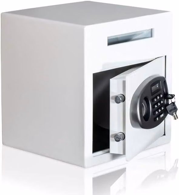 CASSAForte con serratura elettronica, colore bianco, ideale per negozi di abbigliamento o ristoranti