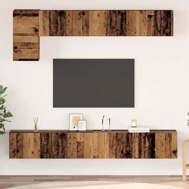 Set mobile TV 5 pz-Set di 5 Credenza per TV Legno vecchio Legno multistrato 724069
