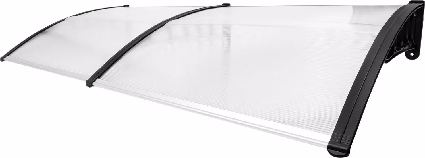 Tettoia per porta ad arco, nera, a parete, 90*200cm, trasparente