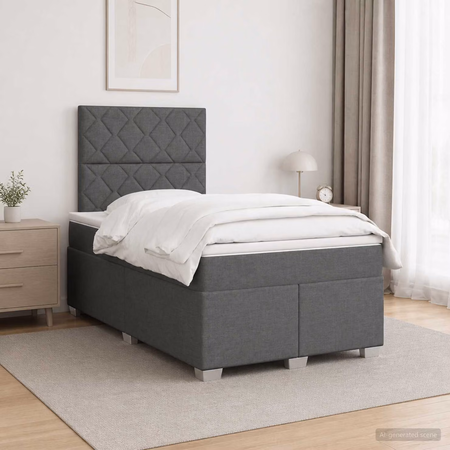 Letto box spring vidaXL con materasso a molle insacchettate, Grigio e Bianco, L/P/H: 120 x 200 x 76,7 cm