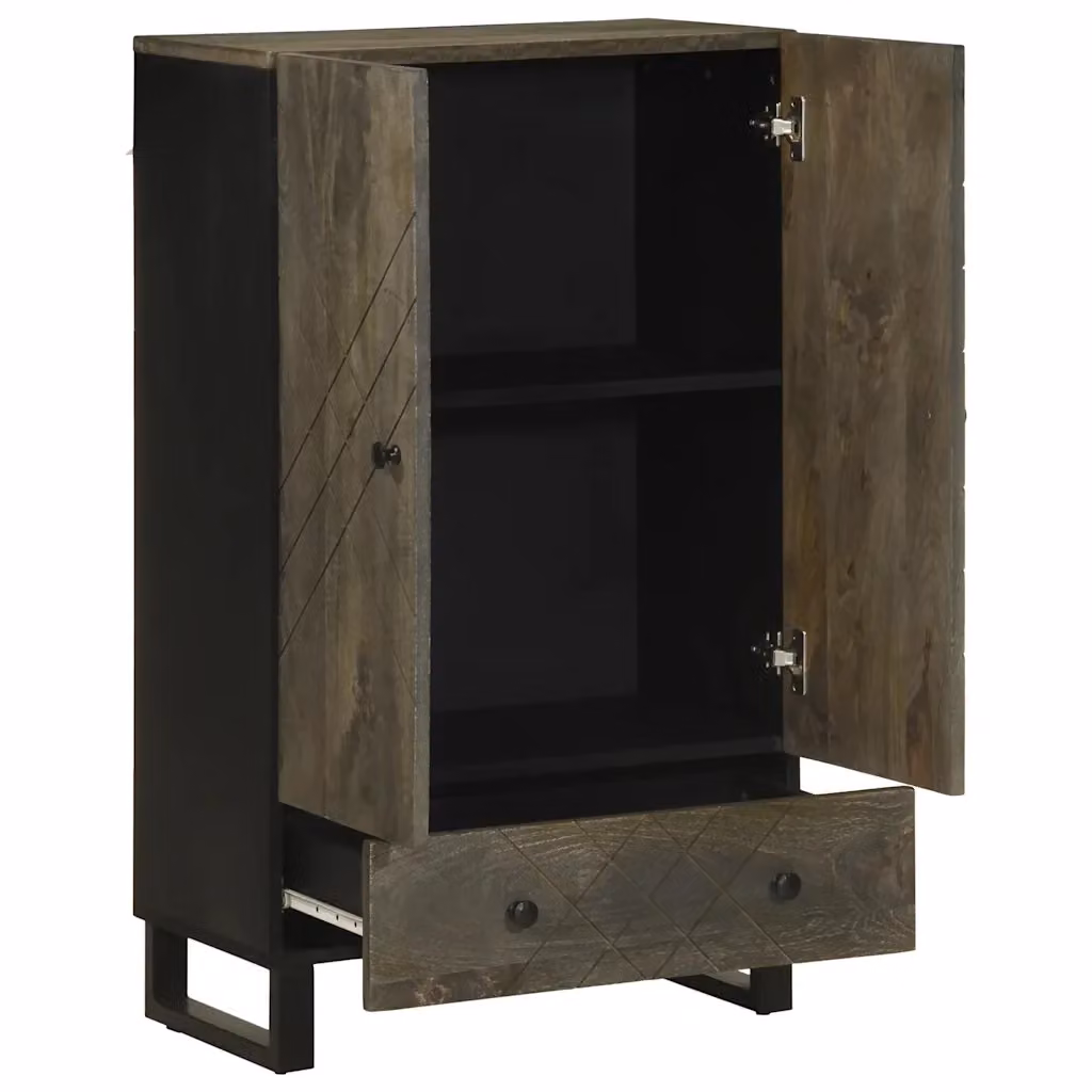 Credenza Buffet Armadio da Cucina Design Mania in Legno di Mango Nero L: 60 cm, P: 33 cm, H: 100 cm – 2