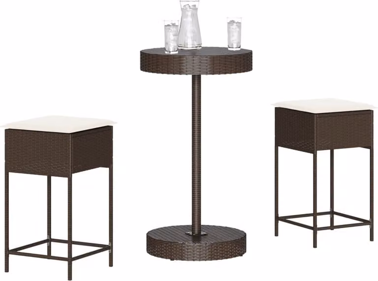 Maison Exclusive - Set da giardino da 3 pezzi con cuscini, in polyrattan marrone