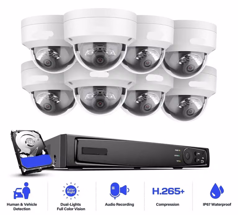Telecamere di sicurezza - Sistemi di videosorveglianza - Telecamere CCTV - 4K - Sistema di rete PoE a 8 canali - Registratore NVR