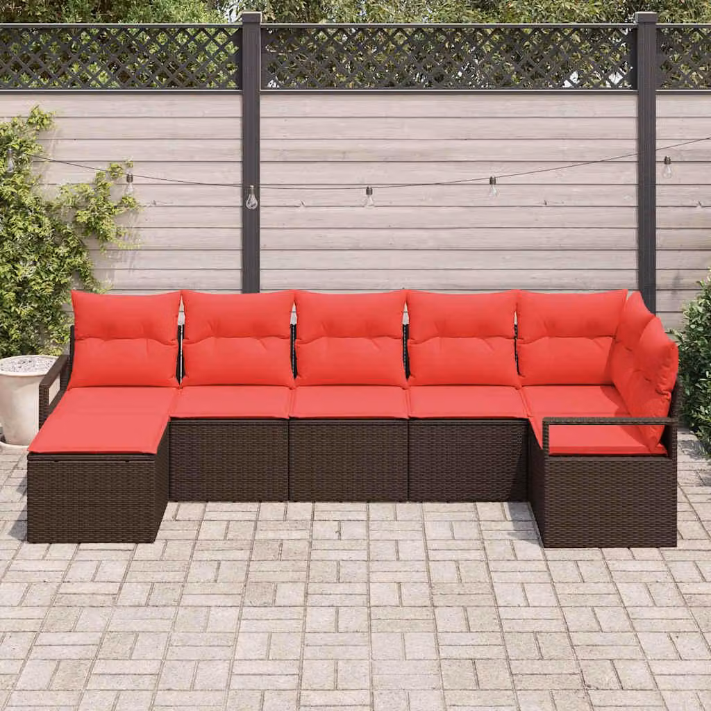Maison Exclusive - Set di divani componibili, 7 pezzi, color marrone [Materiale sintetico]: rattan sintetico
