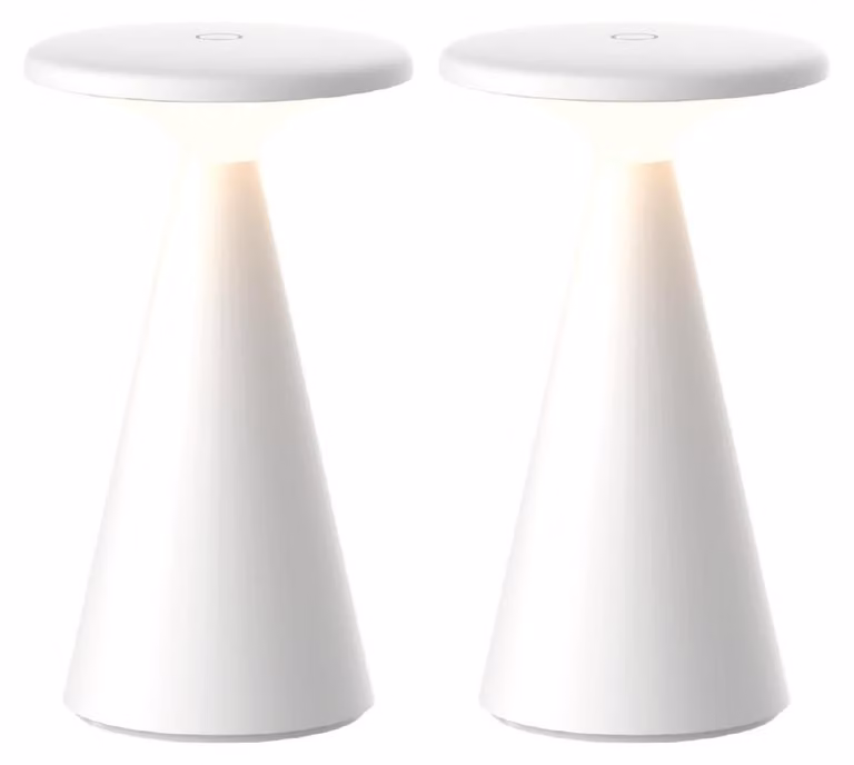 Luxus Europe - Lampada da tavolo Zakynthos - Set da 2 pezzi, colore bianco - Lampada da tavolo da esterno senza fili, ricaricabile