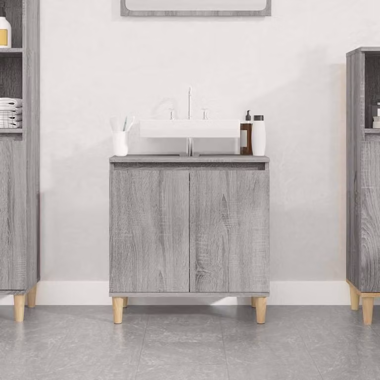 Mobile Lavabo vidaXL Grigio Sonoma in Legno Multistrato L: 58 cm, P: 33 cm, H: 60 cm