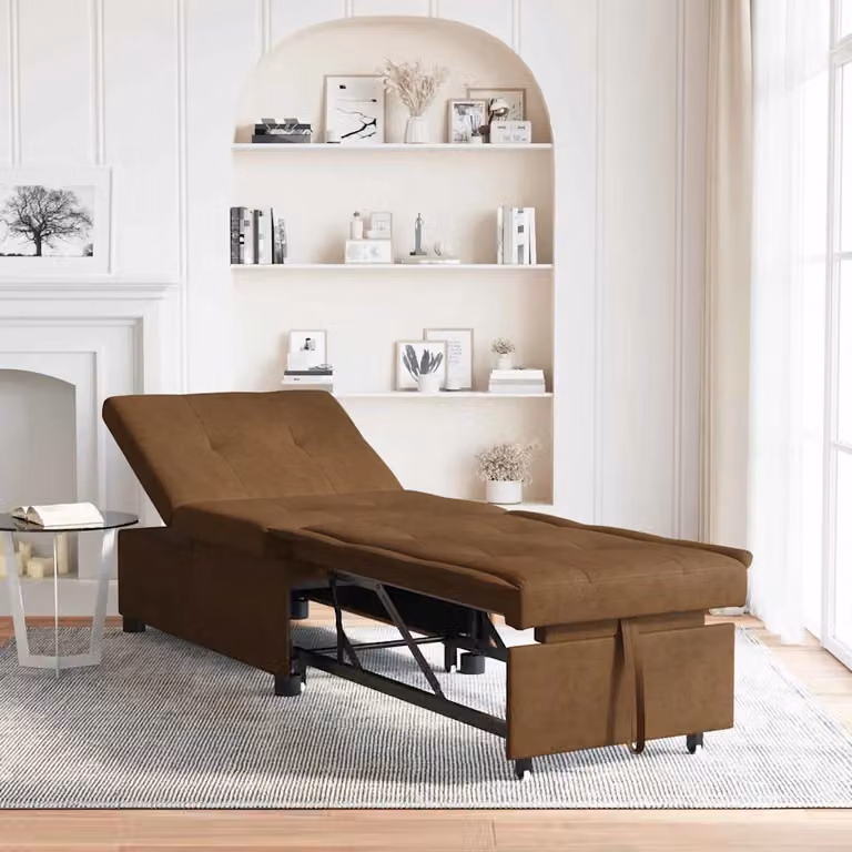 Divano letto vidaXL in tessuto marrone con struttura in legno, L: 194 cm, P: 67 cm, H: 82 cm