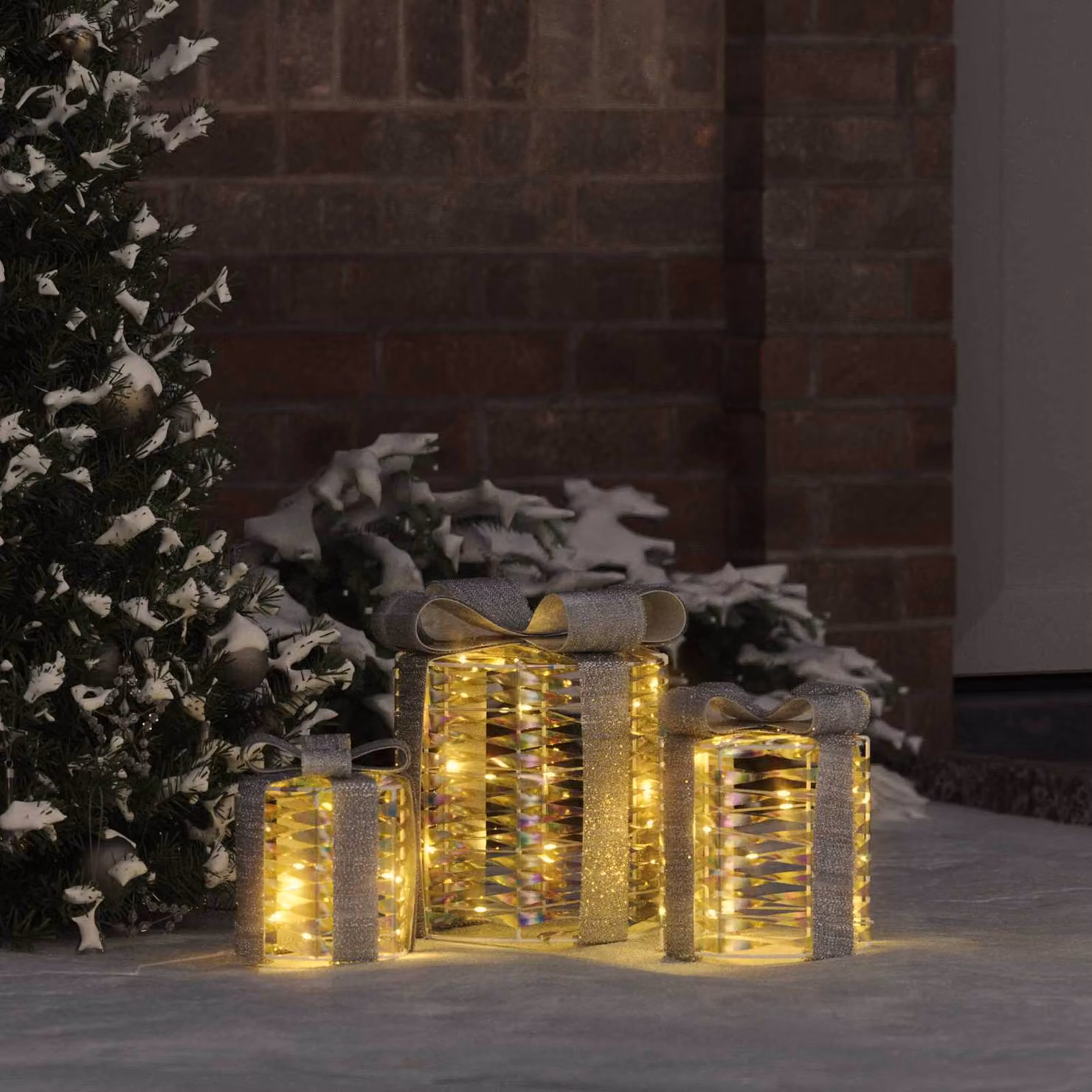 Set di 3 decorazioni a cubo LED vidaXL, colore bianco e argento, per arredamento da tavolo, L/P/H: 20 x 20 x 20 cm