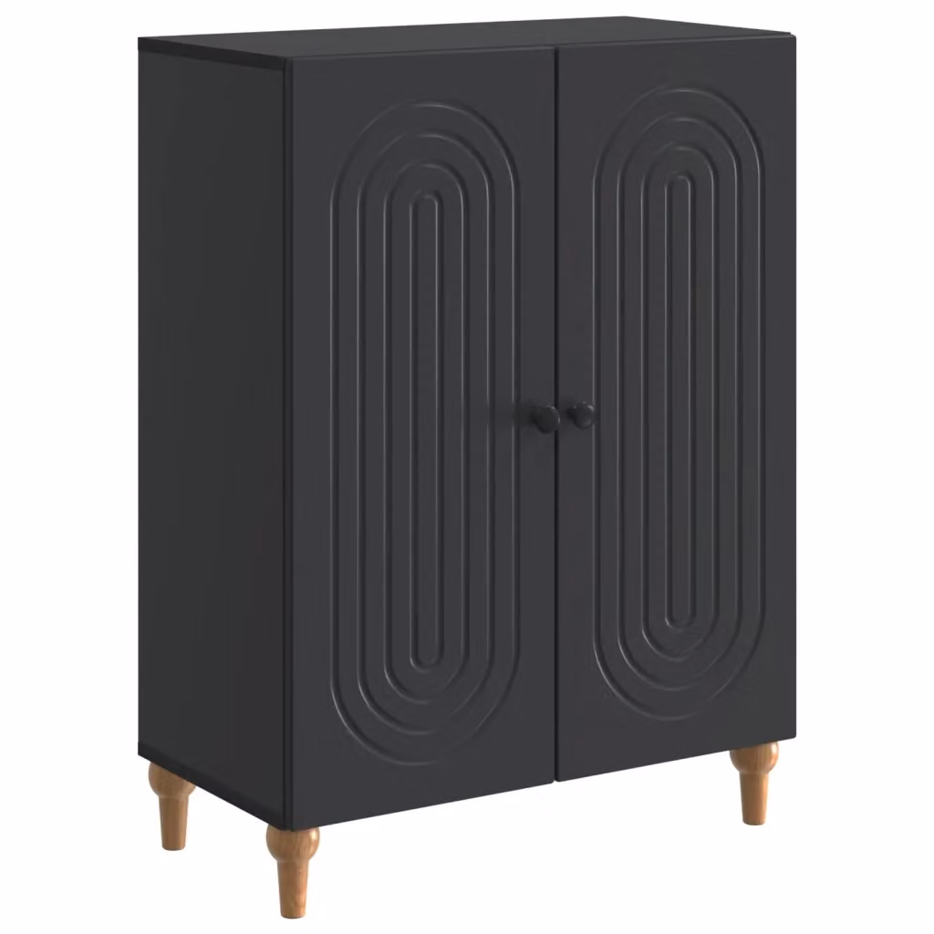 Credenza moderna nera in legno MDF per soggiorno e sala da pranzo, L 66 cm x P 34,5 cm x H 90 cm – 2