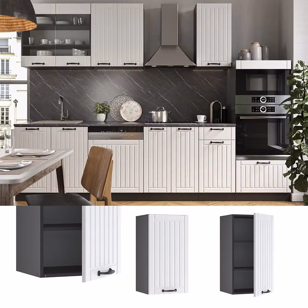 Pensile da cucina Vicco Fame-Line Bianco e Antracite con ante a battente in stile country – 2