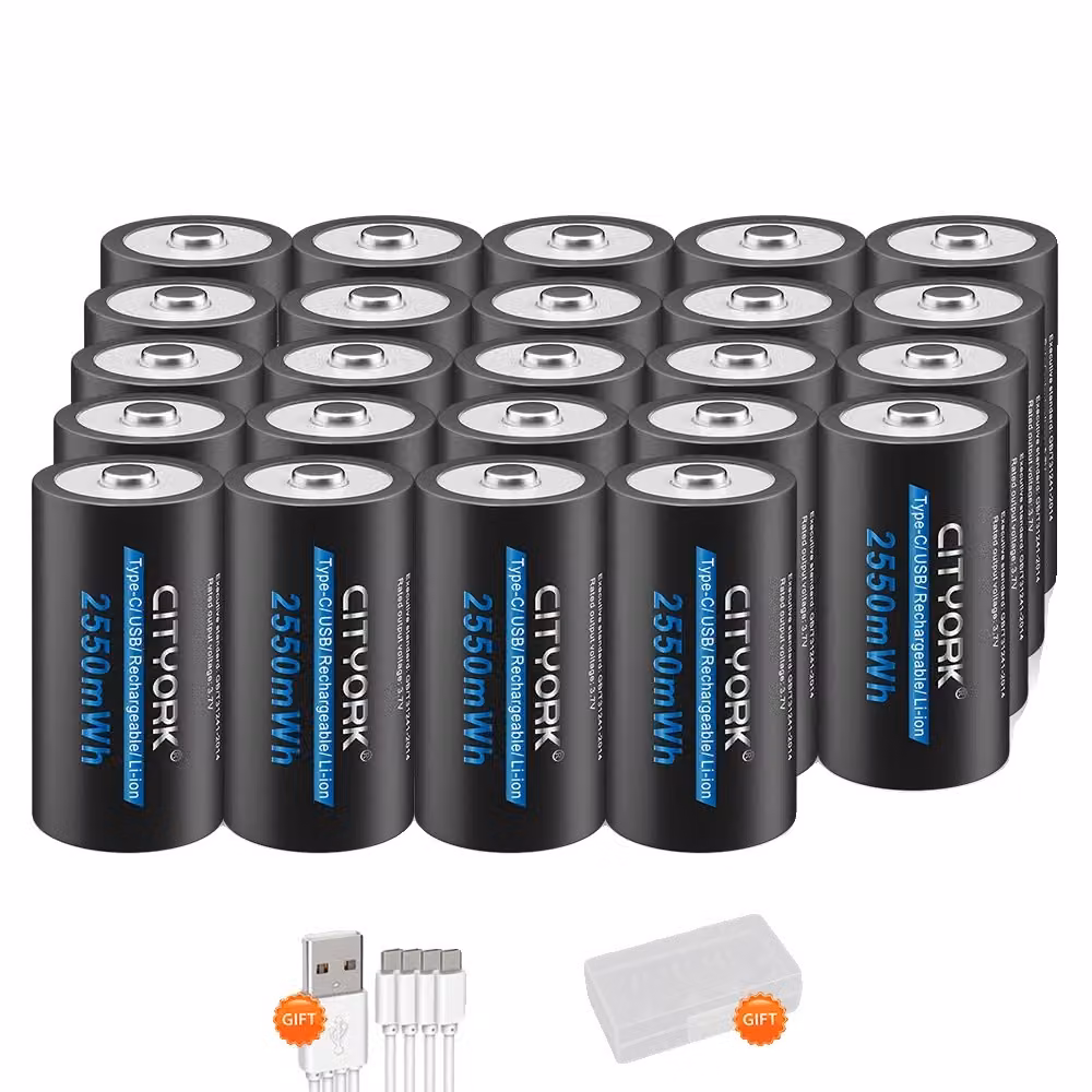 Batteria ricaricabile, 3,7V, alimentazione di lunga durata, 24PCS