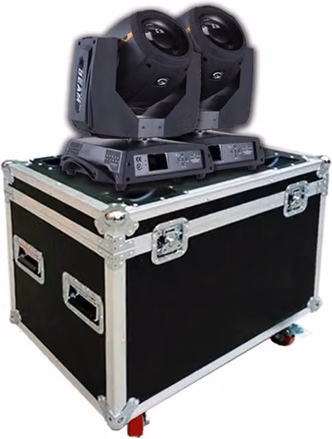 Trade Shop Proiettore a 2 Teste Mobili Beam 230 Spot LED RGB 30W con Flight Case Nero