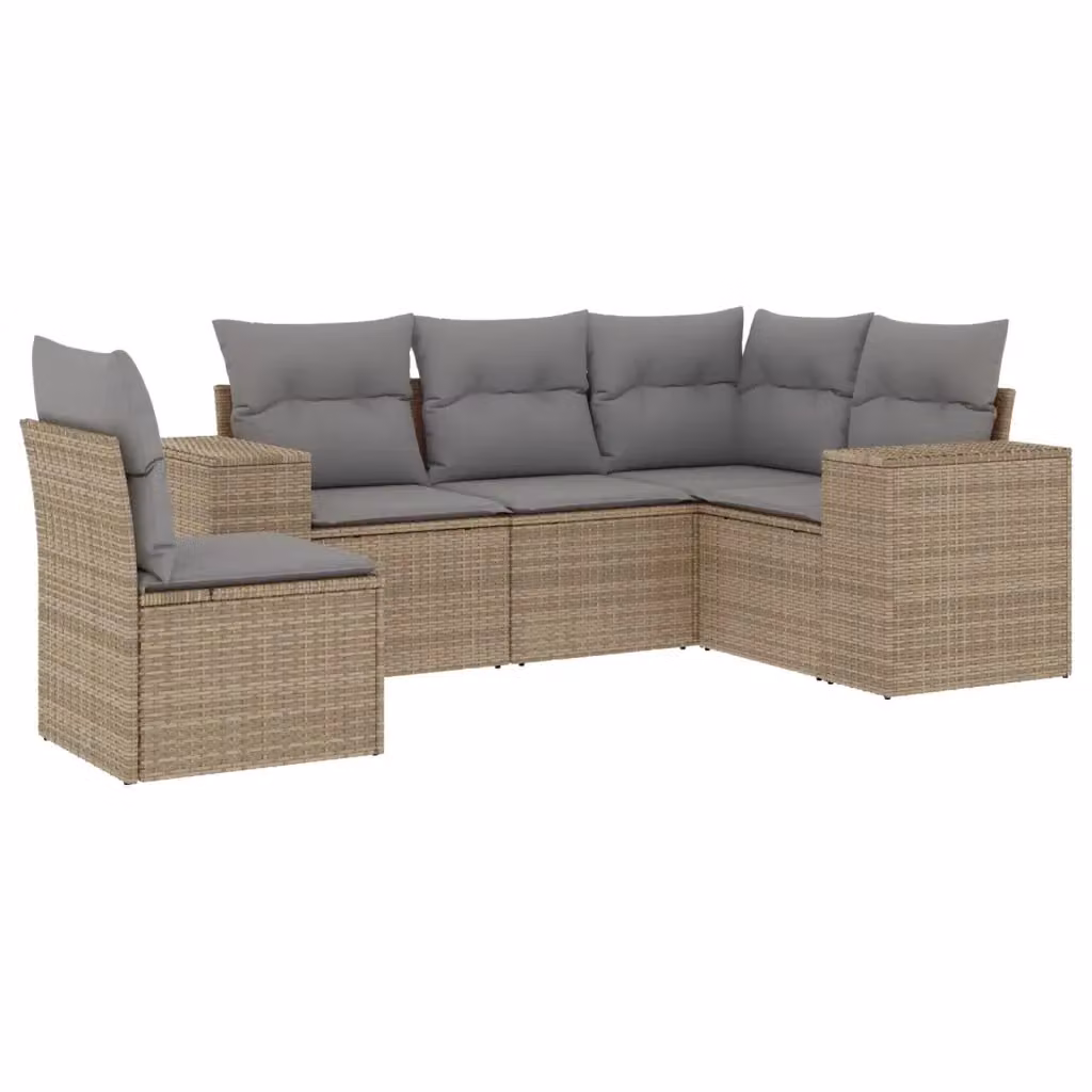 vidaXL Set Divano da Giardino a L 5 pz con Cuscini Beige e Struttura in Metallo – 2
