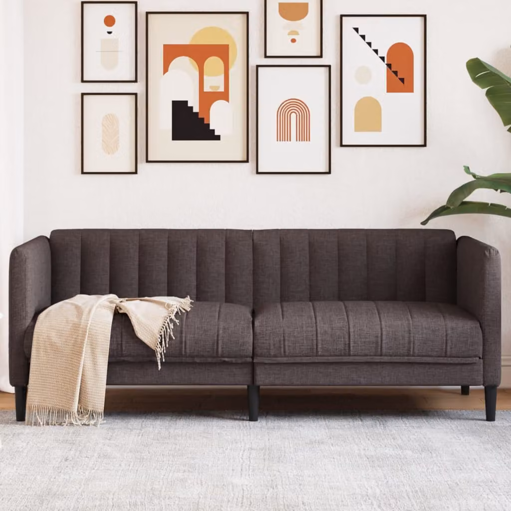 vidaXL Divano a 2 Posti Moderno in Tessuto Marrone con Struttura in Legno L: 176 cm, P: 76,5 cm, H: 74,5 cm
