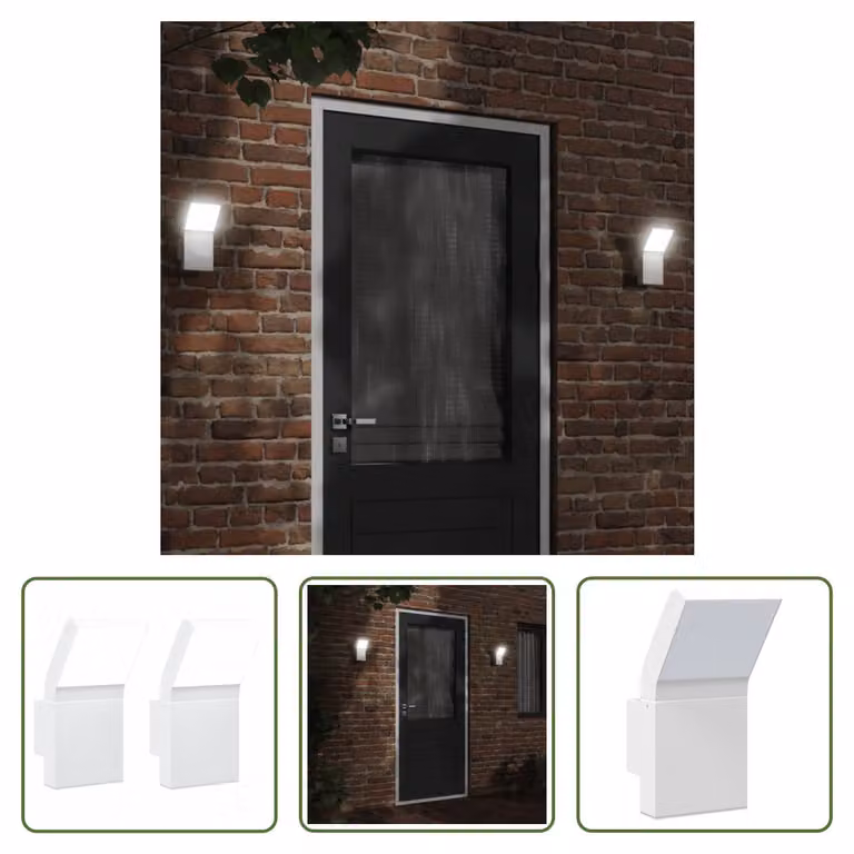 The Living Store Applique da esterno a LED 2 pz. Alluminio pressofuso bianco