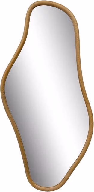 Specchio Brandsby Vikasa Home forma organica in pino naturale, colore marrone e oro, L: 60 cm, H: 120 cm