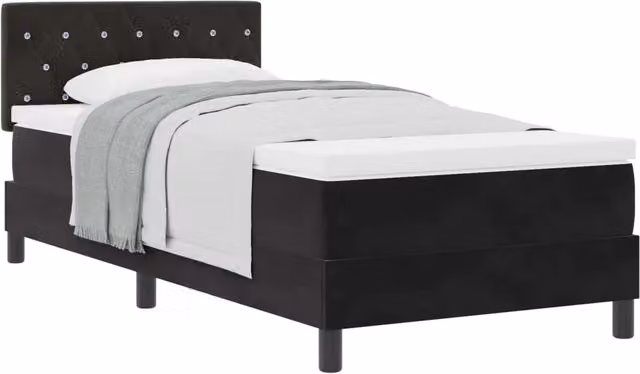 Letto singolo | Letto per adulti | Letto a molle con materasso Nero 100 x 200 cm Velluto