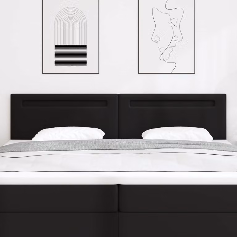 Testiera per letto con illuminazione LED vidaXL in pelle sintetica nera e legno con luce da lettura integrata