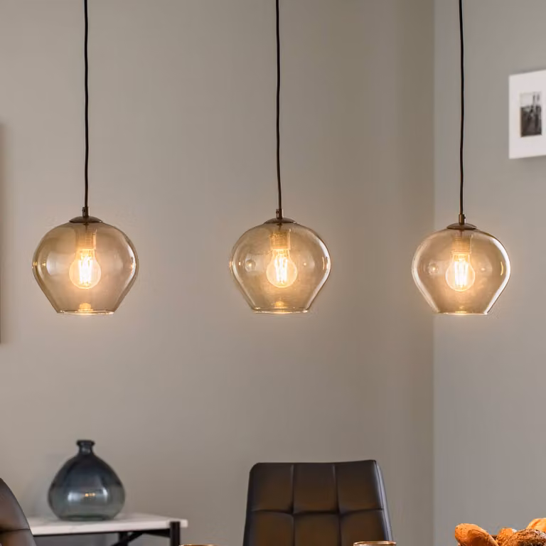 Lampada a sospensione in vetro Svala Argon, dimmerabile, Alluminio / Grigio / Zincato, Soggiorno / Sala da pranzo, Vetro, Moderno, Lampada a sospensione
