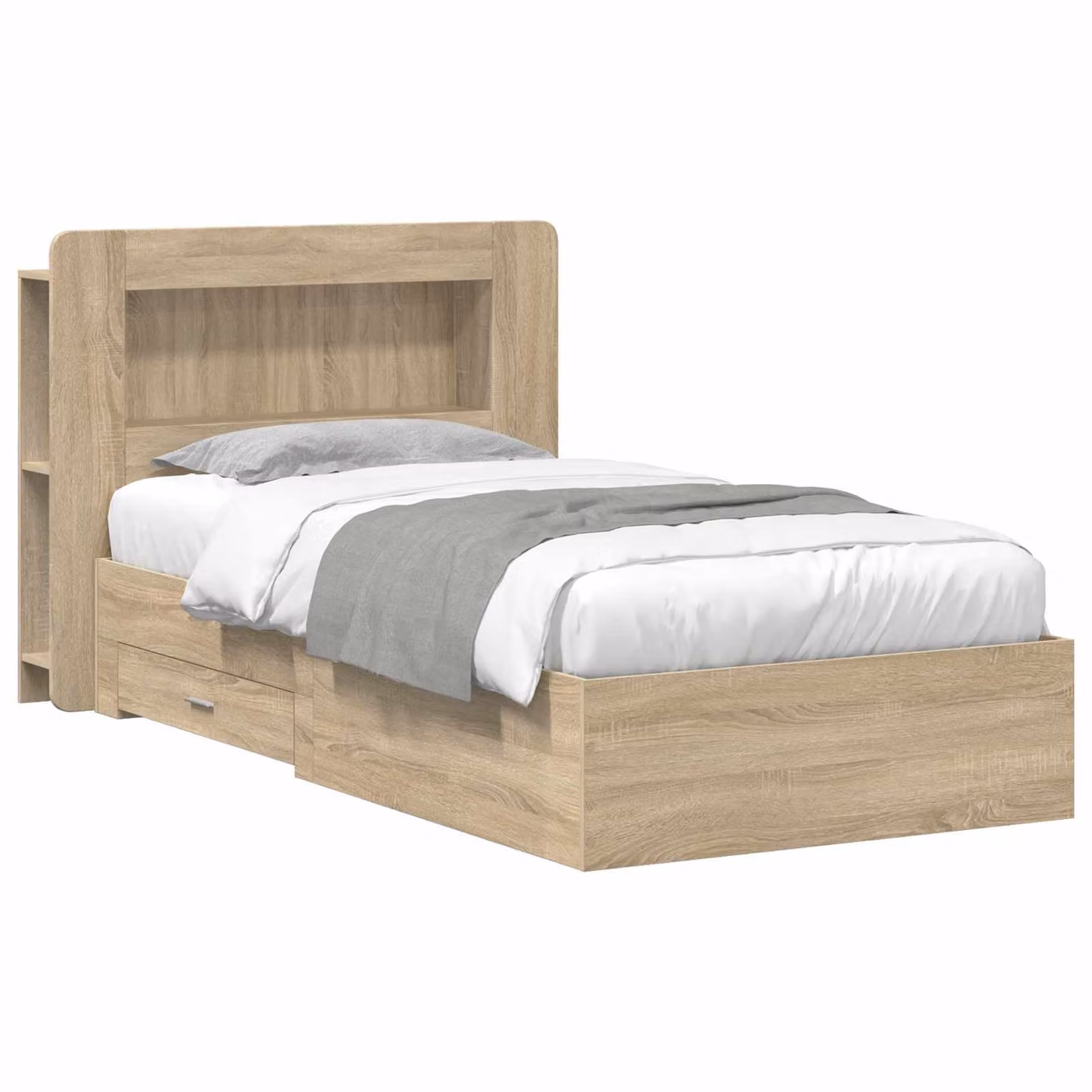 vidaXL Telaio del letto con contenitore Rovere Sonoma marrone L/P/H: 190 x 75 x 93,5 cm