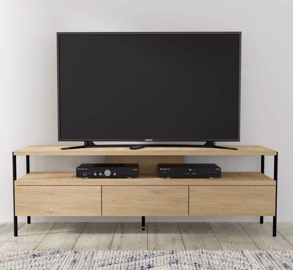 Mobile Dragonfly RTV3S DC Bim Furniture in stile industriale, colore marrone, nero e beige, L: 150 cm, P: 42 cm, H: 51 cm – 2