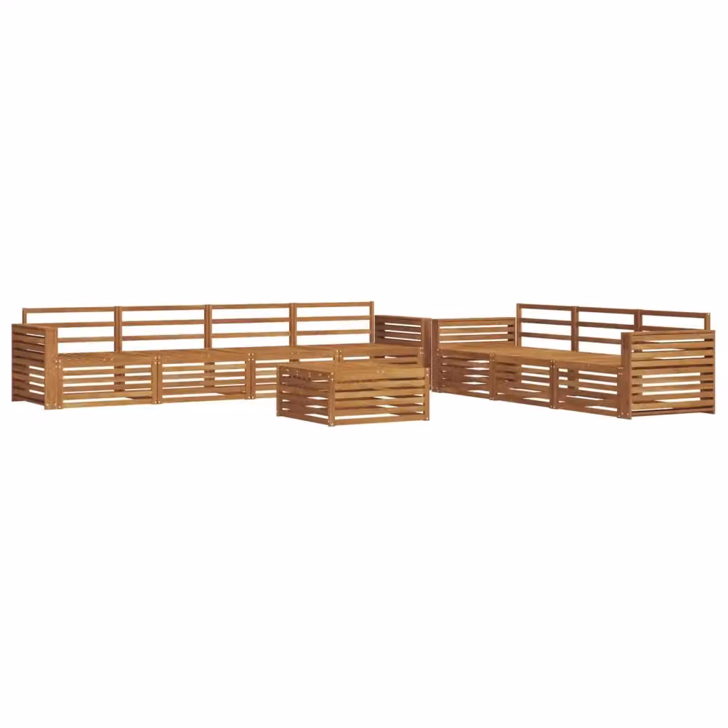 Set di divani da esterno a forma di U con tavolino da caffè vidaXL in legno di acacia massello marrone, composto da 8 pezzi con cuscini inclusi – 2