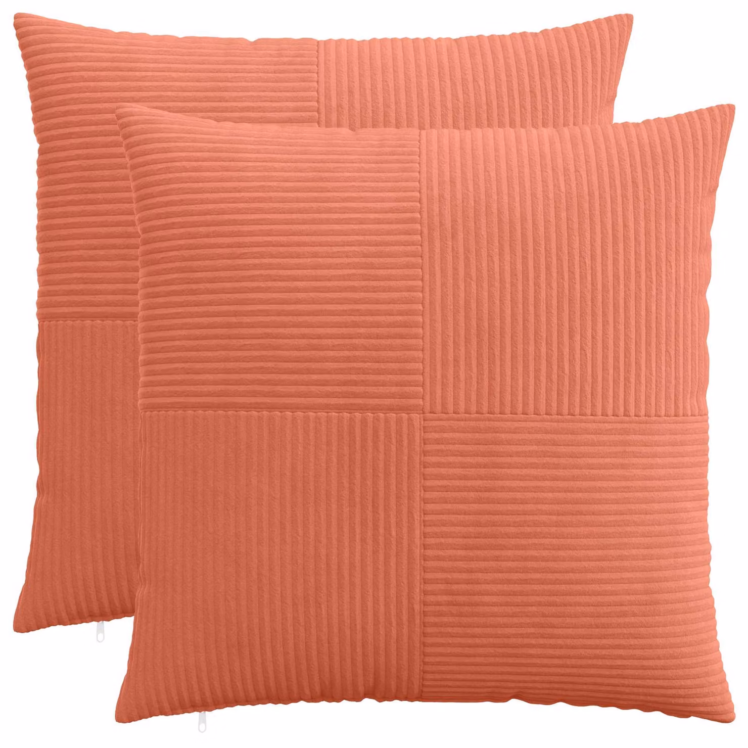 Set di 2 federe vidaXL ALMELO in velluto a coste, colore rosso arancio, L 60 x P 60 cm