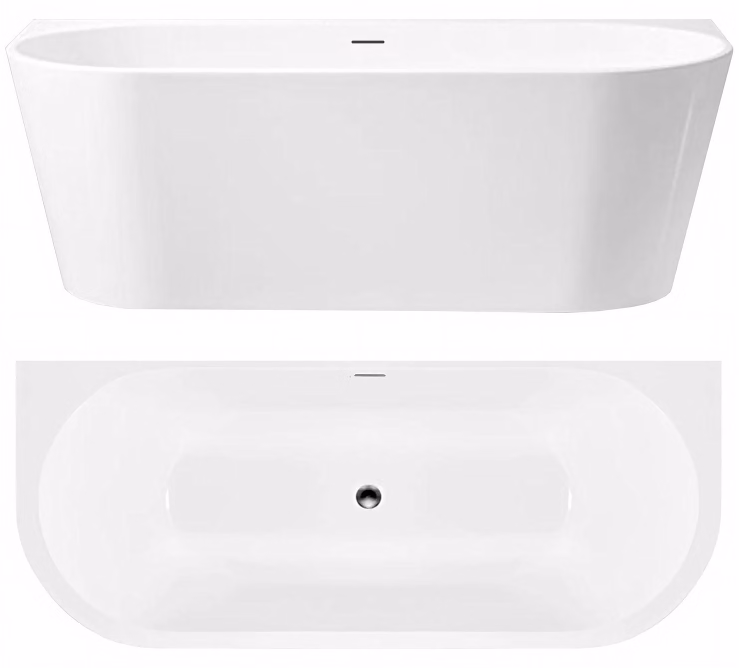 Rea Vasca Bagno A Parete Capri 170cm Copritappo rame spazzolato