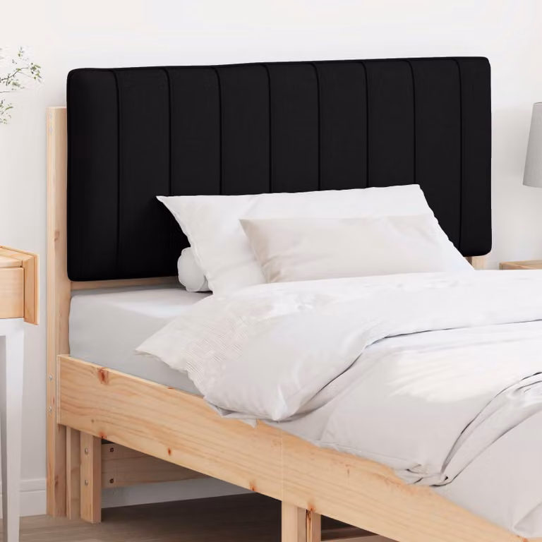 Testiera imbottita vidaXL in pino massello Marrone e Nero L: 105,5 cm