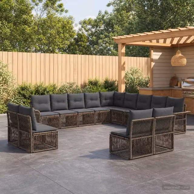 Set Divano da Giardino 13 pz Grigio polyrattan 3434993
