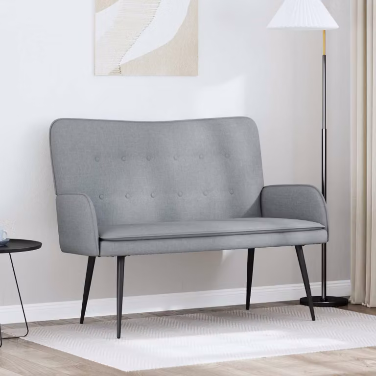 vidaXL Divano a 2 Posti Moderno Grigio con Rivestimento in Tessuto L: 115 cm, P: 61 cm, H: 87 cm