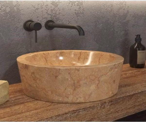 TIMUR ROSSO lavabo rotondo da appoggio Ø40 x15 cm in pietra