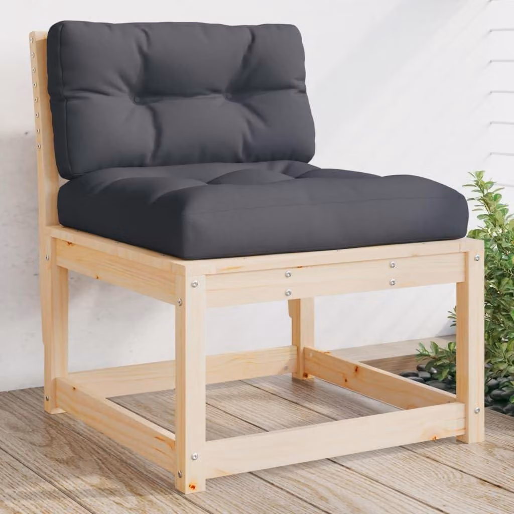 Panca da giardino modulare in legno massello di pino con cuscino