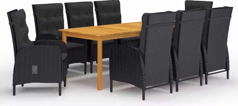 Maison Exclusive - Set da pranzo da giardino 9 pezzi nero